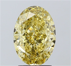 Picture of Lab Grown Diamond 3.10 Carats, Oval with  Cut, Fancy Intense Yellow Color, VS1 Clarity and Certified by IGI