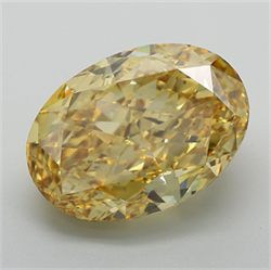 Picture of Lab Grown Diamond 11.83 Carats, Oval with  Cut, Fancy Vivid Yellow Color, VS2 Clarity and Certified by IGI
