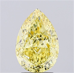 Picture of Lab Grown Diamond 2.54 Carats, Pear with  Cut, Fancy Intense Yellow Color, VS1 Clarity and Certified by IGI