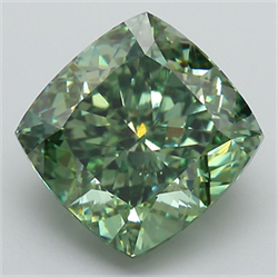 Picture of Lab Grown Diamond 5.65 Carats, CUSHION MODIFIED with  Cut, Fancy Vivid Green Color, VVS2 Clarity and Certified by IGI