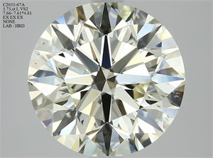 Picture of Natural Diamond 1.73 Carats, Round with Excellent Cut, L Color, VS2 Clarity and Certified by HRD