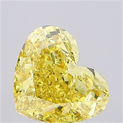 Picture of Lab Grown Diamond 8.68 Carats, Heart with  Cut, Fancy Vivid Yellow Color, VS1 Clarity and Certified by IGI