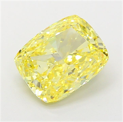 Picture of Lab Grown Diamond 3.06 Carats, CUSHION MODIFIED with  Cut, Fancy Intense Yellow Color, VS2 Clarity and Certified by IGI