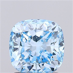 Picture of Lab Grown Diamond 1.50 Carats, CUSHION MODIFIED with  Cut, Fancy Vivid Blue Color, VVS1 Clarity and Certified by IGI