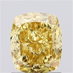 Picture of Lab Grown Diamond 1.27 Carats, CUSHION MODIFIED with  Cut, Fancy Vivid Yellow Color, VS2 Clarity and Certified by IGI