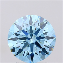 Picture of Lab Grown Diamond 2.04 Carats, Round with Ideal Cut, Fancy Vivid Blue Color, VS1 Clarity and Certified by IGI