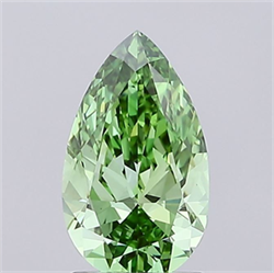 Picture of Lab Grown Diamond 1.37 Carats, Pear with  Cut, Fancy Vivid Green Color, VVS2 Clarity and Certified by IGI
