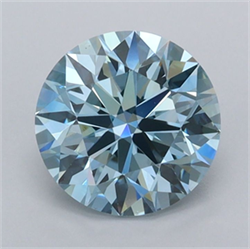 Picture of Lab Grown Diamond 1.50 Carats, Round with Excellent Cut, Fancy Vivid Blue Color, VVS2 Clarity and Certified by IGI