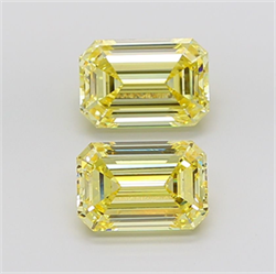Picture of Lab Grown Diamond 2.52 Carats, Emerald with  Cut, Fancy Intense Yellow Color, VVS2 Clarity and Certified by IGI