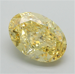 Picture of Lab Grown Diamond 6.08 Carats, Oval with  Cut, Fancy Vivid Yellow Color, VS1 Clarity and Certified by IGI