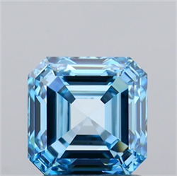 Picture of Lab Grown Diamond 1.50 Carats, Asscher with  Cut, Fancy Vivid Blue Color, VVS1 Clarity and Certified by IGI