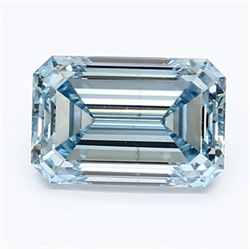 Picture of Lab Grown Diamond 1.51 Carats, Emerald with  Cut, Fancy Intense Blue Color, VS2 Clarity and Certified by IGI