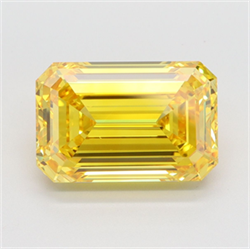 Picture of Lab Grown Diamond 5.05 Carats, Emerald with  Cut, Fancy Vivid Yellow Color, VS1 Clarity and Certified by IGI
