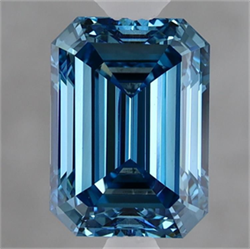 Picture of Lab Grown Diamond 2.07 Carats, Emerald with  Cut, Fancy Vivid Blue Color, VS1 Clarity and Certified by IGI