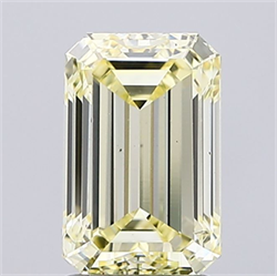 Picture of Lab Grown Diamond 2.00 Carats, Emerald with  Cut, Fancy Light Yellow Color, VS2 Clarity and Certified by IGI