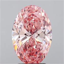 Picture of Lab Grown Diamond 3.05 Carats, Oval with  Cut, Fancy Vivid Pink Color, VVS2 Clarity and Certified by IGI
