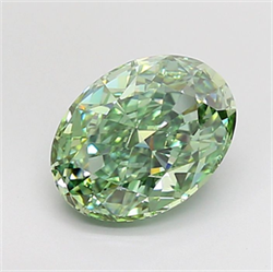 Picture of Lab Grown Diamond 2.96 Carats, Oval with  Cut, Fancy Vivid Green Color, VS1 Clarity and Certified by IGI