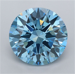Picture of Lab Grown Diamond 4.03 Carats, Round with Ideal Cut, Fancy Vivid Blue Color, VS1 Clarity and Certified by IGI