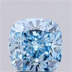 Picture of Lab Grown Diamond 1.50 Carats, CUSHION MODIFIED with  Cut, Fancy Vivid Blue Color, IF Clarity and Certified by IGI
