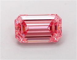 Picture of Lab Grown Diamond 1.33 Carats, Emerald with  Cut, Fancy Vivid Pink Color, VS1 Clarity and Certified by IGI