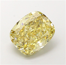 Picture of Lab Grown Diamond 3.17 Carats, CUSHION MODIFIED with  Cut, Fancy Intense Yellow Color, VS2 Clarity and Certified by IGI