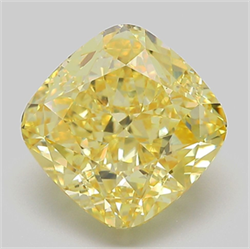 Picture of Lab Grown Diamond 5.74 Carats, CUSHION MODIFIED with  Cut, Fancy Vivid Yellow Color, VS1 Clarity and Certified by IGI