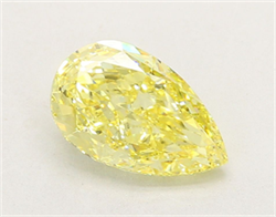 Picture of Lab Grown Diamond 2.54 Carats, Pear with  Cut, Fancy Intense Yellow Color, VS1 Clarity and Certified by IGI