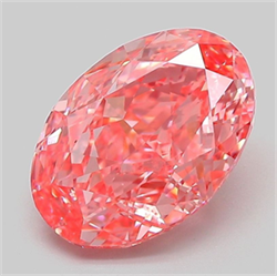 Picture of Lab Grown Diamond 3.04 Carats, Oval with  Cut, Fancy Vivid Pink Color, VVS2 Clarity and Certified by IGI