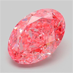 Picture of Lab Grown Diamond 3.04 Carats, Oval with  Cut, Fancy Vivid Pink Color, VVS2 Clarity and Certified by IGI