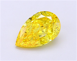 Picture of Lab Grown Diamond 1.27 Carats, Pear with  Cut, Fancy Vivid Yellow Color, VS1 Clarity and Certified by IGI