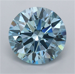 Picture of Lab Grown Diamond 3.00 Carats, Round with Ideal Cut, Fancy Vivid Blue Color, VVS1 Clarity and Certified by IGI