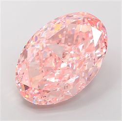 Picture of Lab Grown Diamond 15.08 Carats, Oval with  Cut, Fancy Vivid Pink Color, VS1 Clarity and Certified by IGI