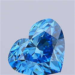 Picture of Lab Grown Diamond 1.43 Carats, Heart with  Cut, Fancy Vivid Blue Color, VVS2 Clarity and Certified by IGI
