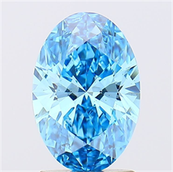 Picture of Lab Grown Diamond 1.53 Carats, Oval with  Cut, Fancy Vivid Blue Color, VS1 Clarity and Certified by IGI