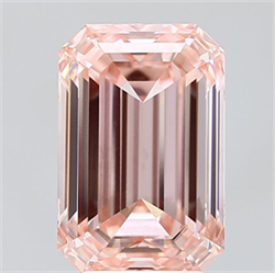Picture of Lab Grown Diamond 4.09 Carats, Emerald with  Cut, Fancy Intense Pink Color, VS2 Clarity and Certified by IGI