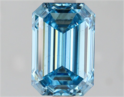 Picture of Lab Grown Diamond 2.05 Carats, Emerald with  Cut, Fancy Vivid Blue Color, VS2 Clarity and Certified by IGI