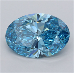 Picture of Lab Grown Diamond 3.03 Carats, Oval with  Cut, Fancy Vivid Blue Color, VVS2 Clarity and Certified by IGI