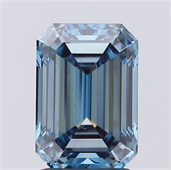 Picture of Lab Grown Diamond 2.28 Carats, Emerald with  Cut, Fancy Intense Blue Color, VVS2 Clarity and Certified by IGI