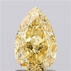Picture of Lab Grown Diamond 1.36 Carats, Pear with  Cut, Fancy Intense Yellow Color, VVS2 Clarity and Certified by IGI