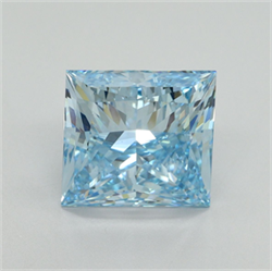 Picture of Lab Grown Diamond 4.01 Carats, Princess with  Cut, Fancy Vivid Blue Color, VS1 Clarity and Certified by IGI