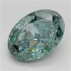 Picture of Lab Grown Diamond 4.41 Carats, Oval with  Cut, Fancy Vivid Green Color, VS1 Clarity and Certified by IGI