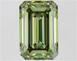 Picture of Lab Grown Diamond 3.08 Carats, Emerald with  Cut, Fancy Vivid Green Color, VS1 Clarity and Certified by IGI
