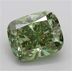 Picture of Lab Grown Diamond 7.55 Carats, CUSHION MODIFIED with  Cut, Fancy Vivid Green Color, VS2 Clarity and Certified by IGI