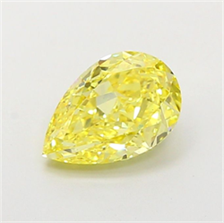 Picture of Lab Grown Diamond 2.02 Carats, Pear with  Cut, Fancy Vivid Yellow Color, VS1 Clarity and Certified by IGI