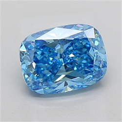 Picture of Lab Grown Diamond 3.02 Carats, CUSHION MODIFIED with  Cut, Fancy Vivid Blue Color, VS2 Clarity and Certified by IGI