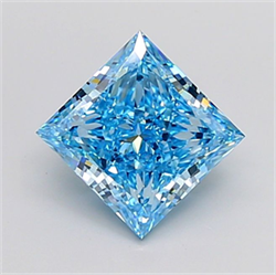 Picture of Lab Grown Diamond 5.00 Carats, Princess with  Cut, Fancy Vivid Blue Color, VS1 Clarity and Certified by IGI