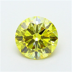 Picture of Lab Grown Diamond 1.43 Carats, Round with Excellent Cut, Fancy Vivid Yellow Color, VVS1 Clarity and Certified by IGI