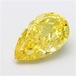 Picture of Lab Grown Diamond 4.02 Carats, Pear with  Cut, Fancy Vivid Yellow Color, VS2 Clarity and Certified by IGI