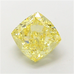 Picture of Lab Grown Diamond 3.05 Carats, CUSHION MODIFIED with  Cut, Fancy Intense Yellow Color, VS1 Clarity and Certified by IGI