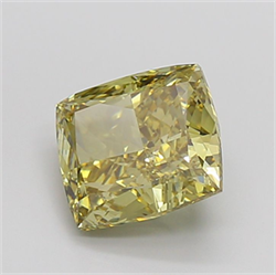 Picture of Lab Grown Diamond 5.53 Carats, CUSHION MODIFIED with  Cut, Fancy Vivid Yellow Color, VS1 Clarity and Certified by IGI